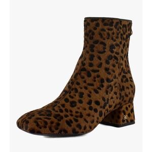 Sam Edelman Womens Paige 2 Ankle Booties Size 8.5 Tan Leopard Print Fur NIB